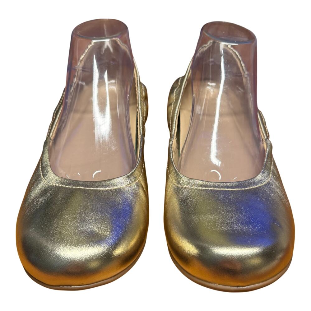 ABEO Tilly Women's 10 Gold Leather Ballet Flats Comfort Slip On Workwear Classic - Picture 8 of 11